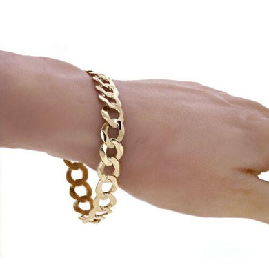 Men's 14k Yellow Gold Solid Cuban Link Chain Bracelet 8.25