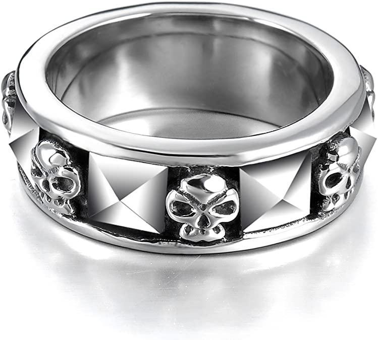 Men's Band Ring Skull Pyramid Size 9-14 Stainless Steel Biker - Jewelry Store by Erik Rayo