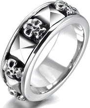 Load image into Gallery viewer, Men&#39;s Band Ring Skull Pyramid Size 9-14 Stainless Steel Biker - Jewelry Store by Erik Rayo
