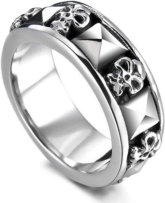 Men's Band Ring Skull Pyramid Size 9-14 Stainless Steel Biker - Jewelry Store by Erik Rayo