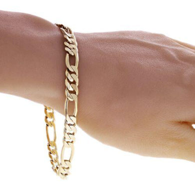 Men's Heavy Solid 14k Yellow Gold Figaro Chain Bracelet 8