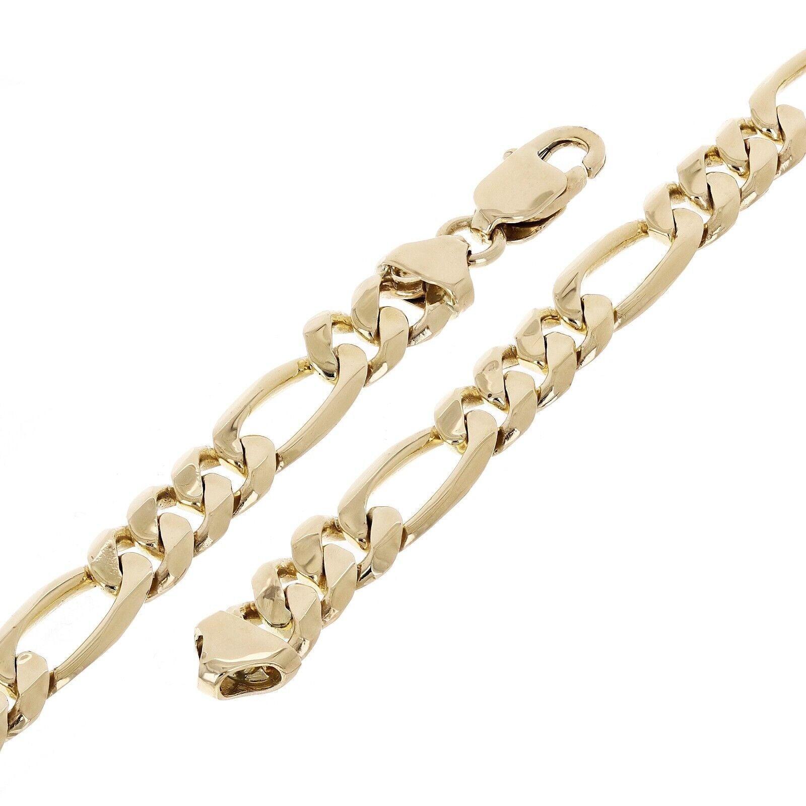 Men's Heavy Solid 14k Yellow Gold Figaro Chain Bracelet 8" - Jewelry Store by Erik Rayo
