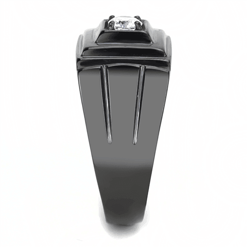 Men's Ring Black Stainless Steel Solitaire Square - Jewelry Store by Erik Rayo