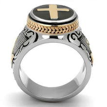 Load image into Gallery viewer, Men&#39;s Ring Cross Black Silver &amp; Gold Stainless Steel Christian - Jewelry Store by Erik Rayo
