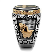 Load image into Gallery viewer, Men&#39;s Ring Cross Black Silver &amp; Gold Stainless Steel Christian - Jewelry Store by Erik Rayo
