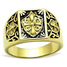 Load image into Gallery viewer, Men&#39;s Ring Mason Freemason Templar Knights Black Shield Stainless Steel Gold EP - Jewelry Store by Erik Rayo
