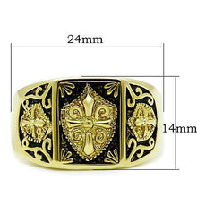 Load image into Gallery viewer, Men&#39;s Ring Mason Freemason Templar Knights Black Shield Stainless Steel Gold EP - Jewelry Store by Erik Rayo
