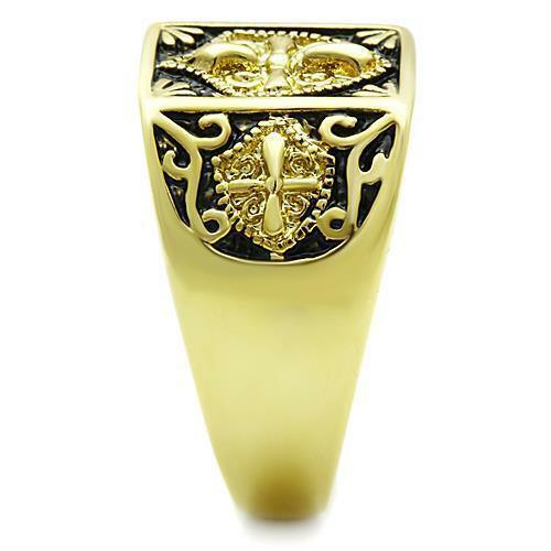 Men's Ring Mason Freemason Templar Knights Black Shield Stainless Steel Gold EP - Jewelry Store by Erik Rayo
