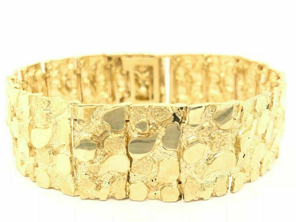 Men's Solid 14k Yellow Gold Nugget Bracelet 7" 21.5mm 55-56.5 grams - Jewelry Store by Erik Rayo