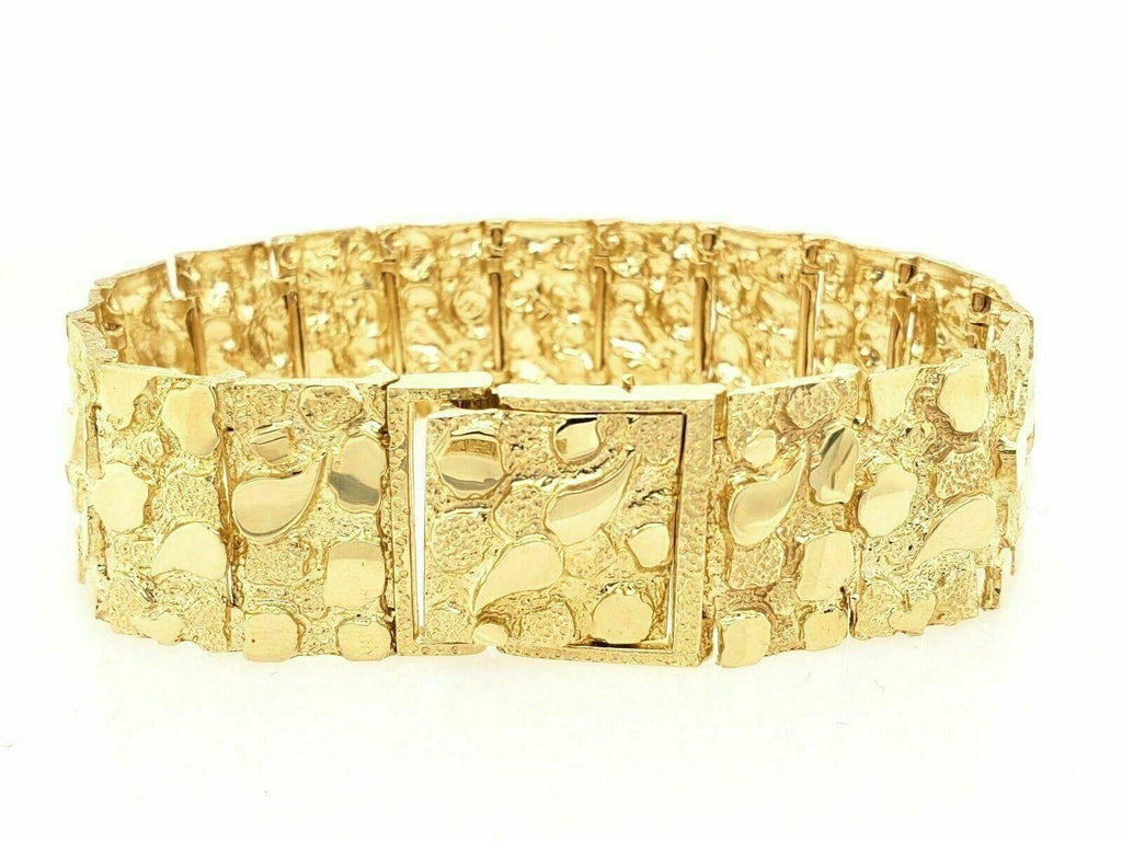 Men's Solid 14k Yellow Gold Nugget Bracelet 7" 21.5mm 55-56.5 grams - Jewelry Store by Erik Rayo