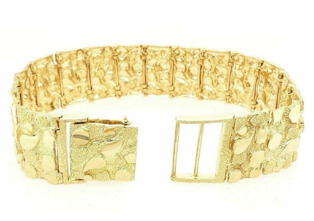 Men's Solid 14k Yellow Gold Nugget Bracelet 7" 21.5mm 55-56.5 grams - Jewelry Store by Erik Rayo