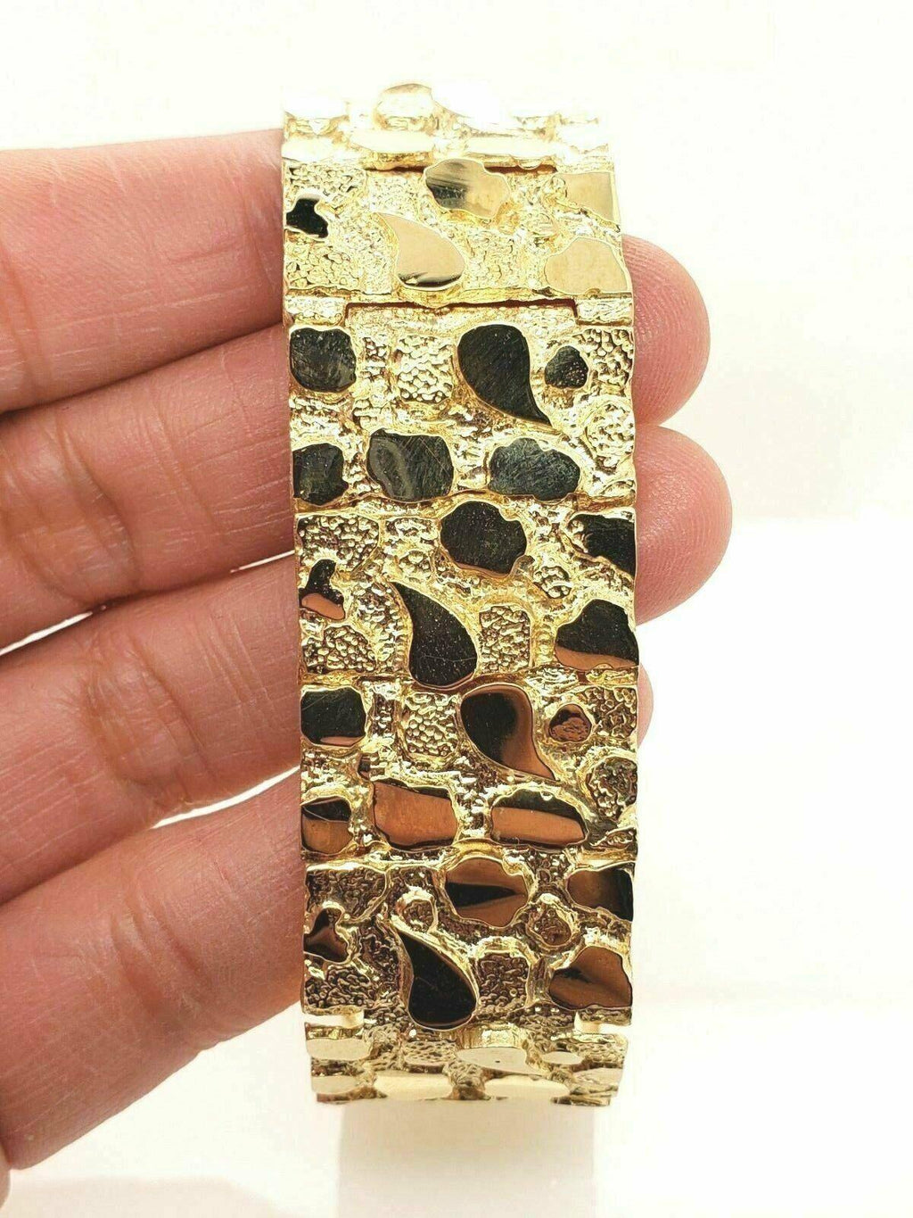 Men's Solid 14k Yellow Gold Nugget Bracelet 7" 21.5mm 55-56.5 grams - Jewelry Store by Erik Rayo