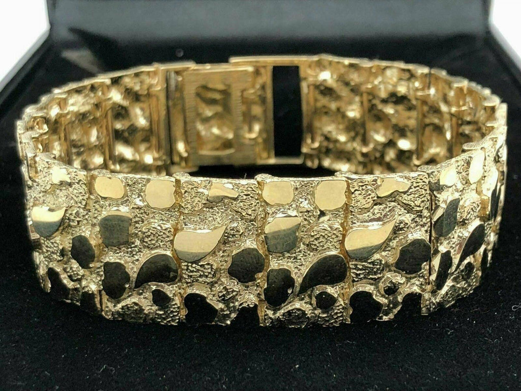 Men's Solid 14k Yellow Gold Nugget Bracelet 7" 21.5mm 55-56.5 grams - Jewelry Store by Erik Rayo