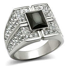 Load image into Gallery viewer, Men&#39;s Stainless Steel Square Rectangle Black Onyx &amp; Pave CZ Ring - Jewelry Store by Erik Rayo
