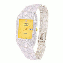 Load image into Gallery viewer, Mens 925 Sterling Silver Nugget Wrist Watch Geneve Real Natural Diamond Watch 7.5-8 47gram Womens Unisex - Jewelry Store by Erik Rayo
