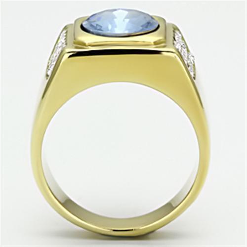 Mens Baby Blue Stone Rings Stainless Steel Anillo Azul Compromiso Regalo Para Hombre Acero Inoxidable - Jewelry Store by Erik Rayo