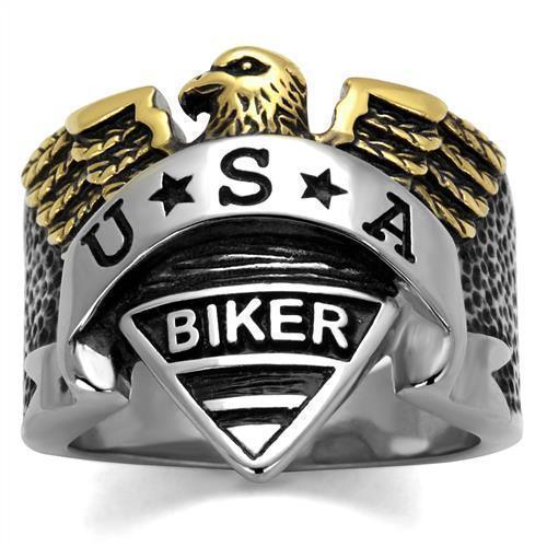 Mens Biker Eagle Ring Two Tone Anillo Para Hombre 316L Stainless Steel Ring - Jewelry Store by Erik Rayo