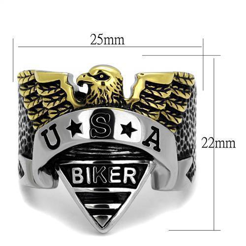 Mens Biker Eagle Ring Two Tone Anillo Para Hombre 316L Stainless Steel Ring - Jewelry Store by Erik Rayo