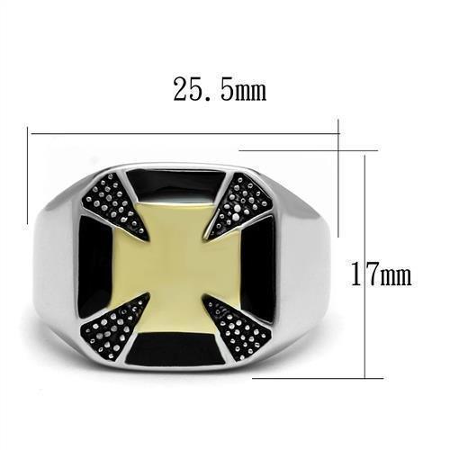 Mens Black Gold Biker Cross Rings Stainless Steel Anillo Cruz Compromiso Regalo Para Hombre Acero Inoxidable - Jewelry Store by Erik Rayo