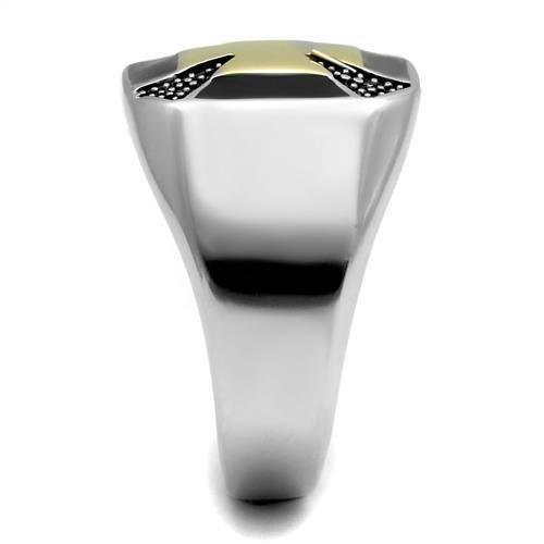 Mens Black Gold Biker Cross Rings Stainless Steel Anillo Cruz Compromiso Regalo Para Hombre Acero Inoxidable - Jewelry Store by Erik Rayo