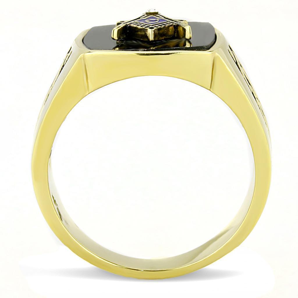 Mens Black Gold Cross Rings Stainless Steel Masonic Anillo Compromiso Regalo Para Hombre Acero Inoxidable - Jewelry Store by Erik Rayo