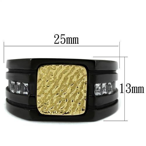 Mens Black Gold Rings Stainless Steel Anillo Negro Oro de Compromiso Para Hombre Acero Inoxidable - Jewelry Store by Erik Rayo