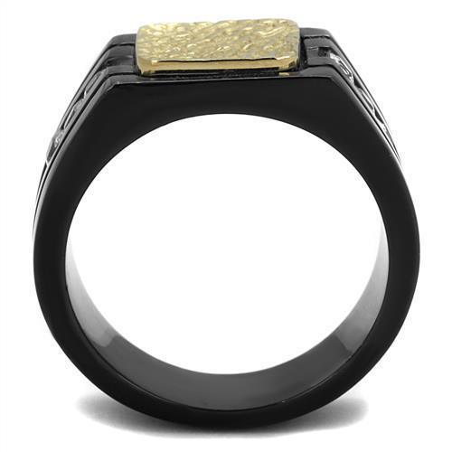 Mens Black Gold Rings Stainless Steel Anillo Negro Oro de Compromiso Para Hombre Acero Inoxidable - Jewelry Store by Erik Rayo