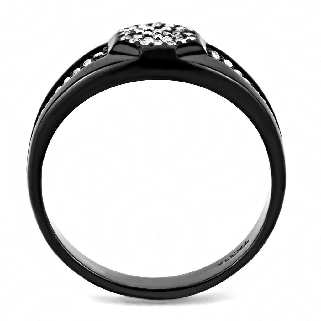 Mens Black Ring Anillo Para Hombre Stainless Steel Ring with AAA Grade CZ in Clear Forio - Jewelry Store by Erik Rayo
