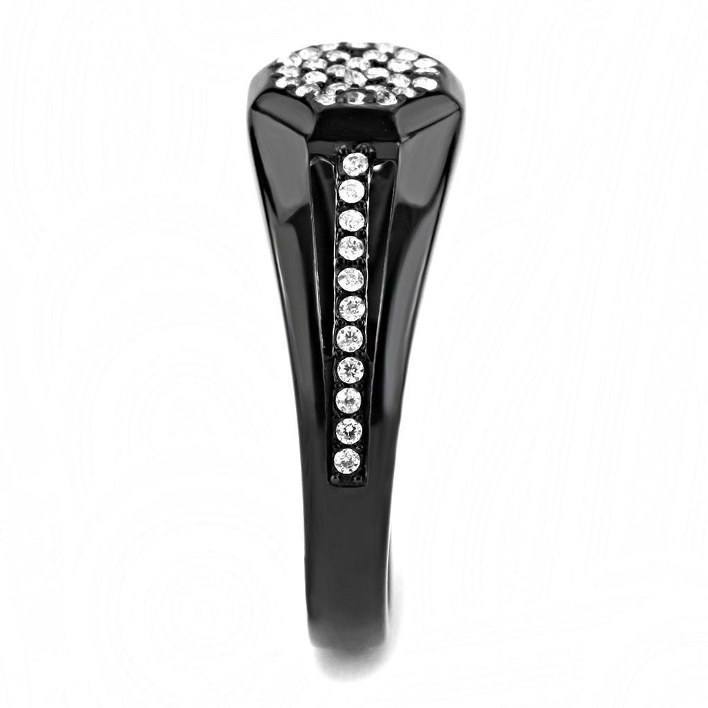 Mens Black Ring Anillo Para Hombre Stainless Steel Ring with AAA Grade CZ in Clear Forio - Jewelry Store by Erik Rayo
