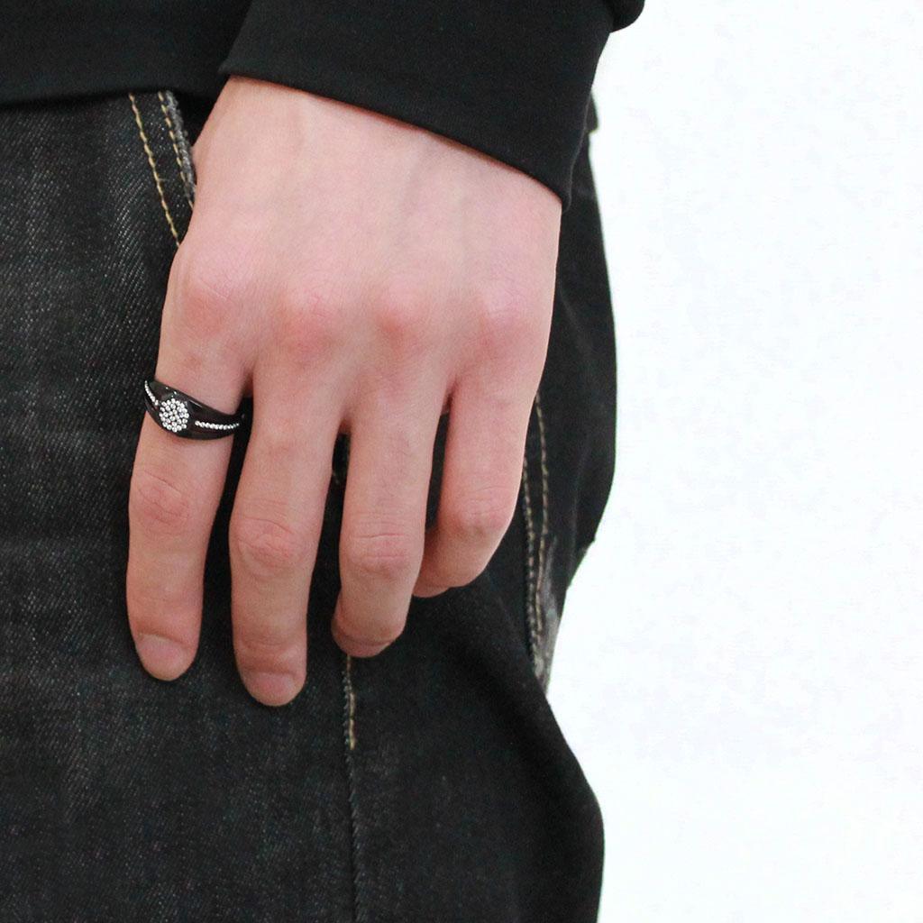 Mens Black Ring Anillo Para Hombre Stainless Steel Ring with AAA Grade CZ in Clear Forio - Jewelry Store by Erik Rayo