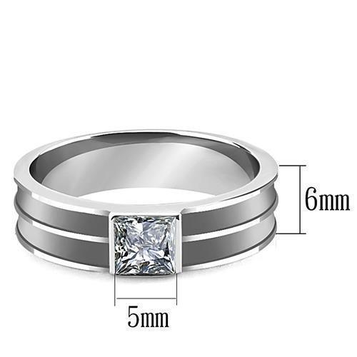 Mens Black Silver Elegant Ring Stainless Steel Ring with Top Grade Crystal in Black Diamond - Jewelry Store by Erik Rayo
