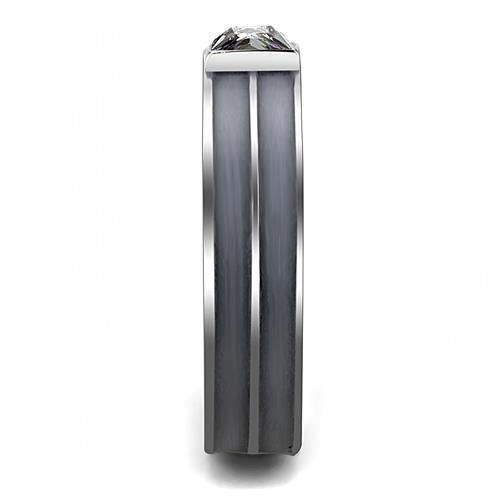 Mens Black Silver Elegant Ring Stainless Steel Ring with Top Grade Crystal in Black Diamond - Jewelry Store by Erik Rayo