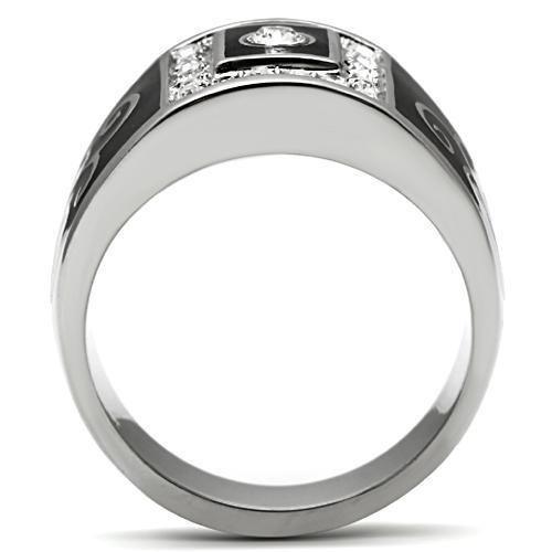 Mens Black Silver Rings Stainless Steel Anillo Compromiso Regalo Para Hombre Acero Inoxidable - Jewelry Store by Erik Rayo