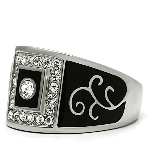 Mens Black Silver Rings Stainless Steel Anillo Compromiso Regalo Para Hombre Acero Inoxidable - Jewelry Store by Erik Rayo