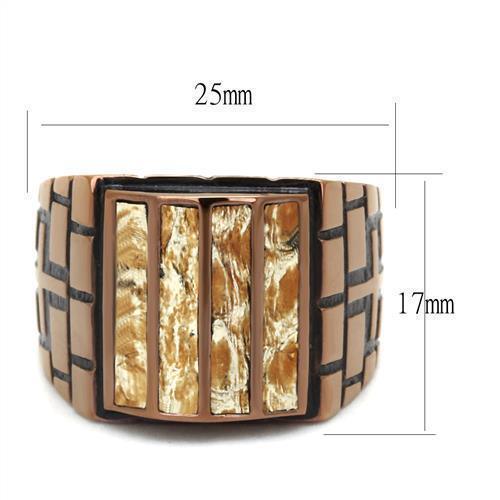 Mens Coffee Brown Ring Anillo Cafe Para Hombres 316L Stainless Steel with Leather in Multi Color - Jewelry Store by Erik Rayo