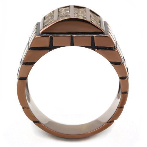 Mens Coffee Brown Ring Anillo Cafe Para Hombres 316L Stainless Steel with Leather in Multi Color - Jewelry Store by Erik Rayo