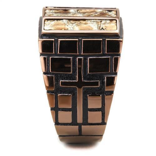 Mens Coffee Brown Ring Anillo Cafe Para Hombres 316L Stainless Steel with Leather in Multi Color - Jewelry Store by Erik Rayo