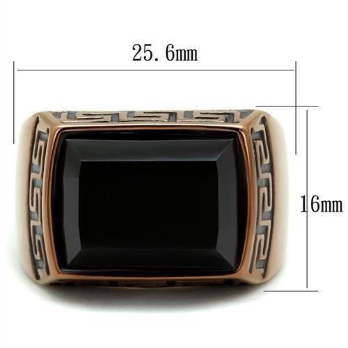 Mens Coffee Brown Ring Anillo Cafe Para Hombres 316L Stainless Steel with Synthetic Onyx in Jet - Jewelry Store by Erik Rayo