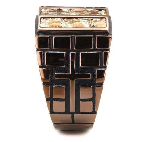 Mens Coffee Brown Ring Anillo Cafe Para Hombres Stainless Steel with Leather in Multi Color - Jewelry Store by Erik Rayo