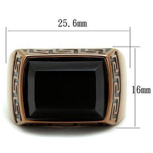 Load image into Gallery viewer, Mens Coffee Brown Ring Anillo Cafe Para Hombres Stainless Steel with Synthetic Onyx in Jet - Jewelry Store by Erik Rayo
