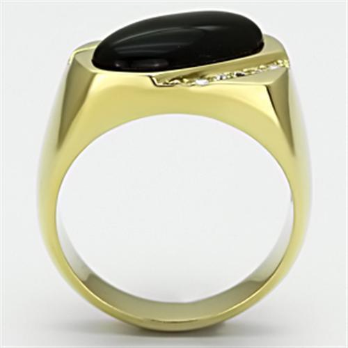 Mens Gold Black Rings Stainless Steel Onyx Anillo Oro Onyx de Compromiso Para Hombre Acero Inoxidable - Jewelry Store by Erik Rayo