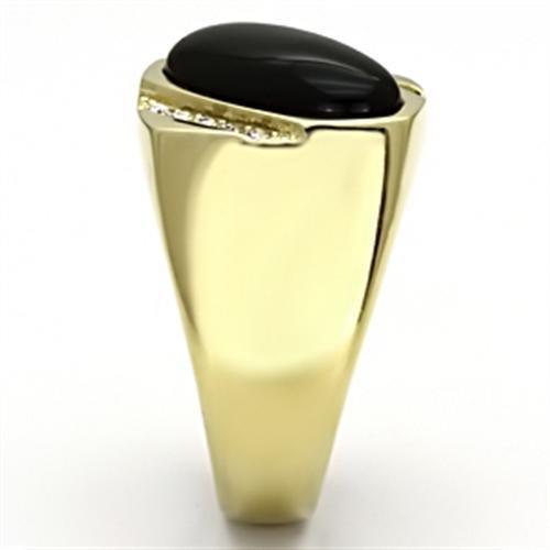 Mens Gold Black Rings Stainless Steel Onyx Anillo Oro Onyx de Compromiso Para Hombre Acero Inoxidable - Jewelry Store by Erik Rayo