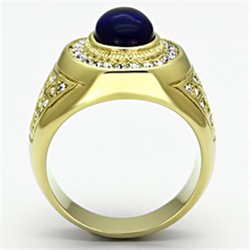 Mens Gold Blue Stone Rings Stainless Steel Anillo Oro Azul Compromiso Regalo Para Hombre Acero Inoxidable - Jewelry Store by Erik Rayo