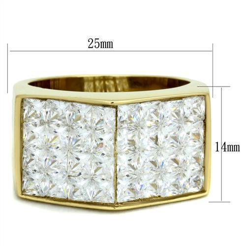 Mens Gold Ring 316L Stainless Steel Anillo Color Oro Para Hombre Ninos Acero Inoxidable with AAA Grade CZ in Clear Gideon - Jewelry Store by Erik Rayo