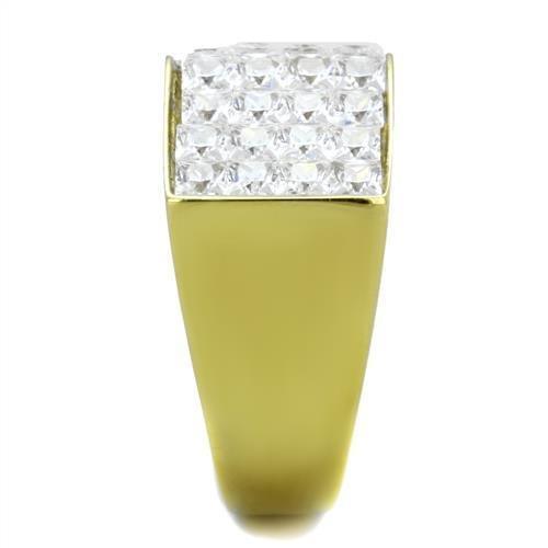 Mens Gold Ring 316L Stainless Steel Anillo Color Oro Para Hombre Ninos Acero Inoxidable with AAA Grade CZ in Clear Gideon - Jewelry Store by Erik Rayo