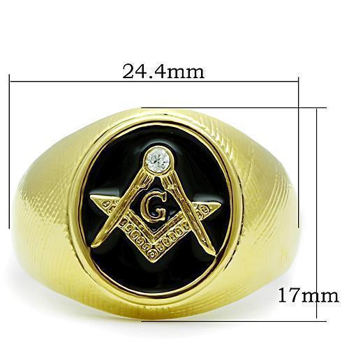 Mens Gold Ring 316L Stainless Steel Anillo Color Oro Para Hombre Ninos Acero Inoxidable with Top Grade Crystal in Clear Bila - Jewelry Store by Erik Rayo