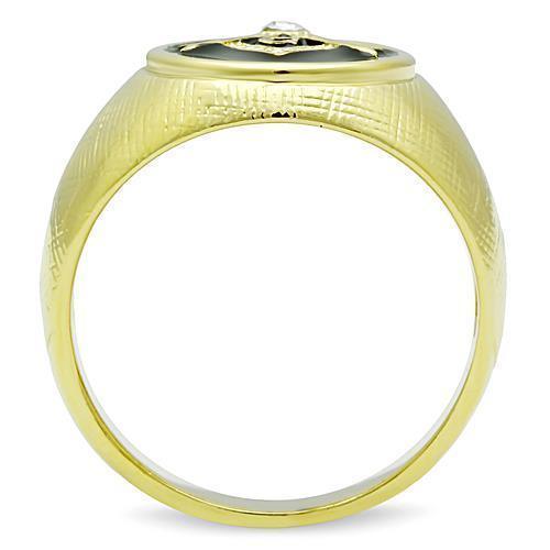 Mens Gold Ring 316L Stainless Steel Anillo Color Oro Para Hombre Ninos Acero Inoxidable with Top Grade Crystal in Clear Bila - Jewelry Store by Erik Rayo