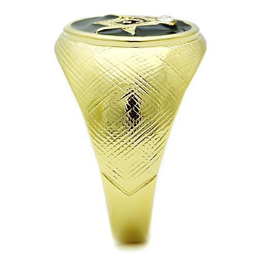 Mens Gold Ring 316L Stainless Steel Anillo Color Oro Para Hombre Ninos Acero Inoxidable with Top Grade Crystal in Clear Bila - Jewelry Store by Erik Rayo