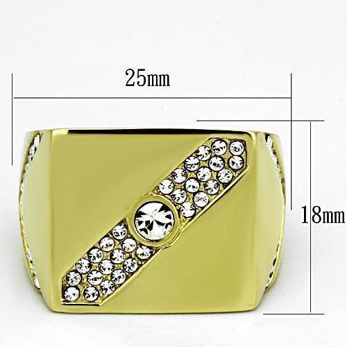 Mens Gold Ring 316L Stainless Steel Anillo Color Oro Para Hombre Ninos Acero Inoxidable with Top Grade Crystal in Clear Merry - Jewelry Store by Erik Rayo