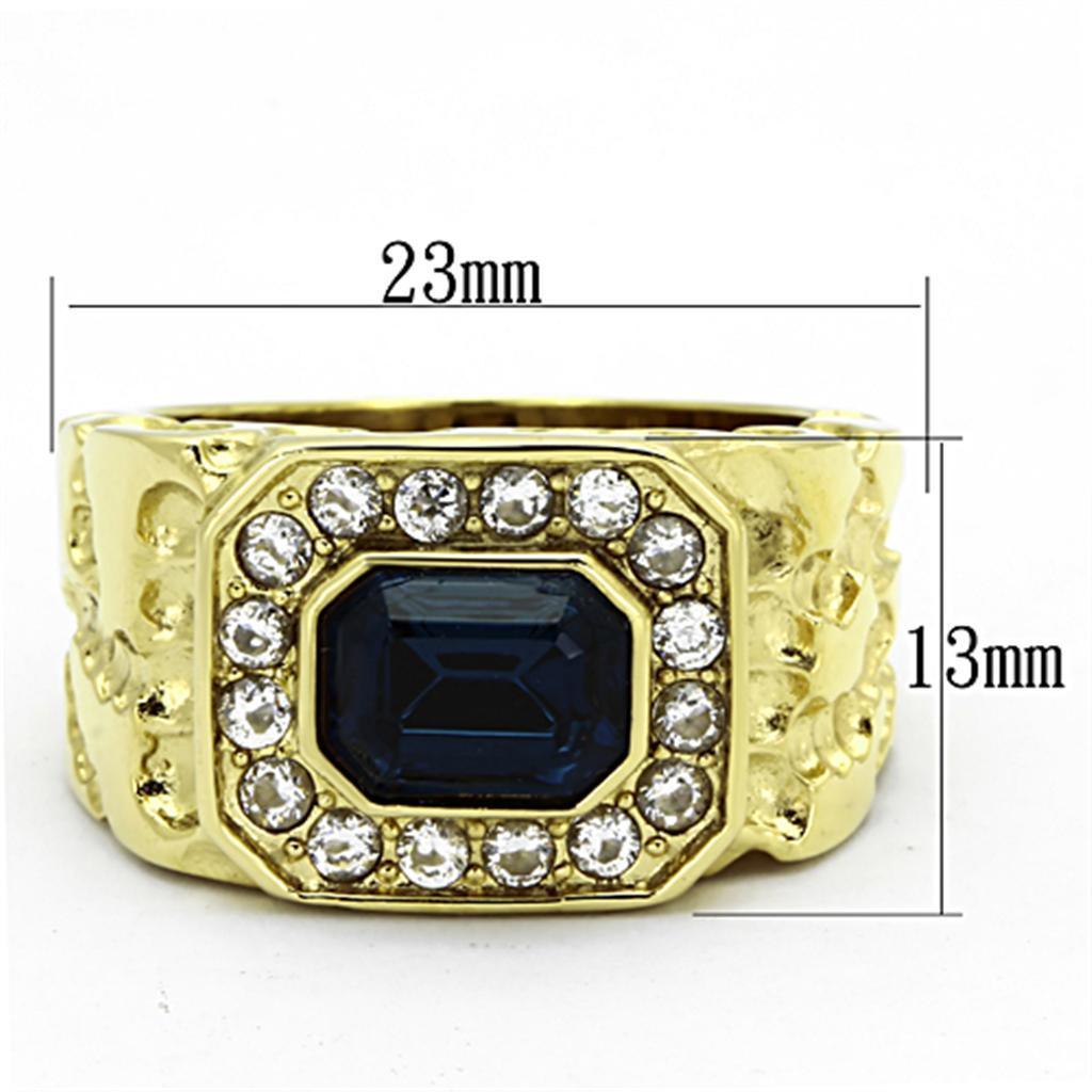 Mens Gold Ring Stainless Steel Anillo Color Oro Para Hombre Acero Inoxidable with Top Grade Crystal in Montana Iscah - Jewelry Store by Erik Rayo